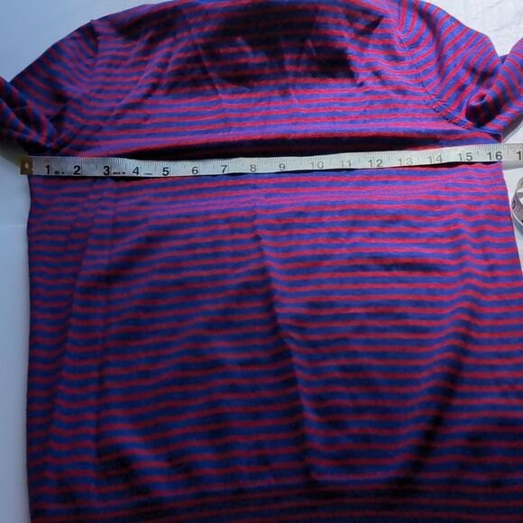 J. Crew 💯%Merino Wool Blue & Red Striped Tippi Turtleneck Sweater Size Small - Picture 9 of 11